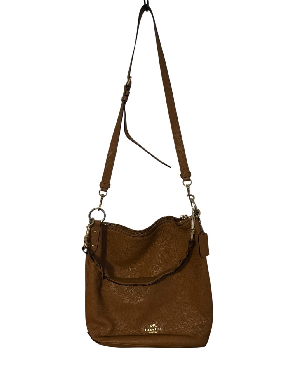 Coach Pebbled Leather Hobo Crossbody/Shoulder Bag in Cognac Brown